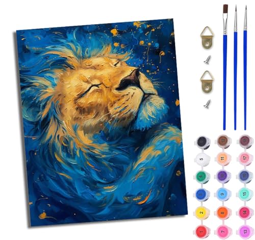 WJWWANG Malen nach Zahlen DIY Handgemalt Ölgemälde Set für Anfänger und Jugendliche Fantasie-Löwe Pinsel und Acrylfarbe 40x50 cm Mit Rahmen ideal als Geschenk oder zur Heimdekoration WJWWANG Malen nach Zahlen DIY Handgemalt Ölgemälde Set für Anfänger und Jugendliche Fantasie-Löwe Pinsel und Acrylfarbe 40x50 cm Mit Rahmen ideal als Geschenk oder zur Heimdekoration von WJWWANG