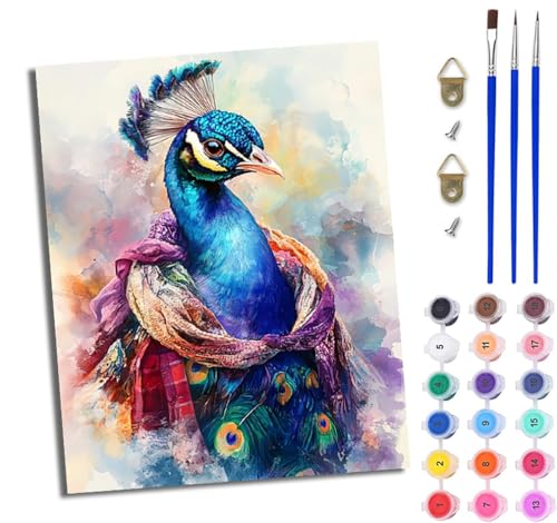 WJWWANG Malen nach Zahlen DIY Handgemalt Ölgemälde Set für Anfänger und Jugendliche Fantasie-Spaß-Pfau Pinsel und Acrylfarbe 40x50 cm ideal als Geschenk oder zur Heimdekoration WJWWANG Malen nach Zahlen DIY Handgemalt Ölgemälde Set für Anfänger und Jugendliche Fantasie-Spaß-Pfau Pinsel und Acrylfarbe 40x50 cm ideal als Geschenk oder zur Heimdekoration von WJWWANG