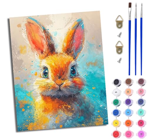 WJWWANG Malen nach Zahlen DIY Handgemalt Ölgemälde Set für Anfänger und Jugendliche Fantasie buntes Kaninchen Pinsel und Acrylfarbe 40x50 cm Mit Rahmen ideal als Geschenk oder zur Heimdekoration WJWWANG Malen nach Zahlen DIY Handgemalt Ölgemälde Set für Anfänger und Jugendliche Fantasie buntes Kaninchen Pinsel und Acrylfarbe 40x50 cm Mit Rahmen ideal als Geschenk oder zur Heimdekoration von WJWWANG