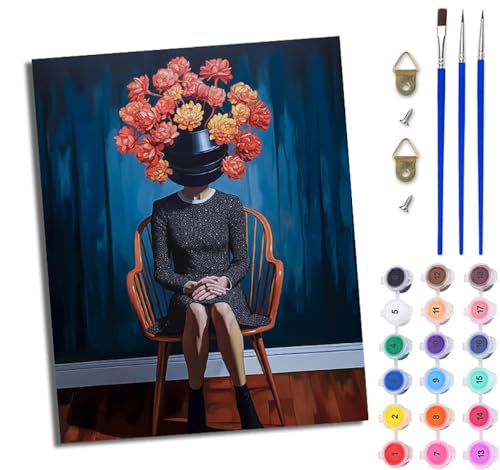 WJWWANG Malen nach Zahlen DIY Handgemalt Ölgemälde Set für Anfänger und Jugendliche Frau mit Blumen Pinsel und Acrylfarbe 40x50 cm Mit Rahmen ideal als Geschenk oder zur Heimdekoration WJWWANG Malen nach Zahlen DIY Handgemalt Ölgemälde Set für Anfänger und Jugendliche Frau mit Blumen Pinsel und Acrylfarbe 40x50 cm Mit Rahmen ideal als Geschenk oder zur Heimdekoration von WJWWANG