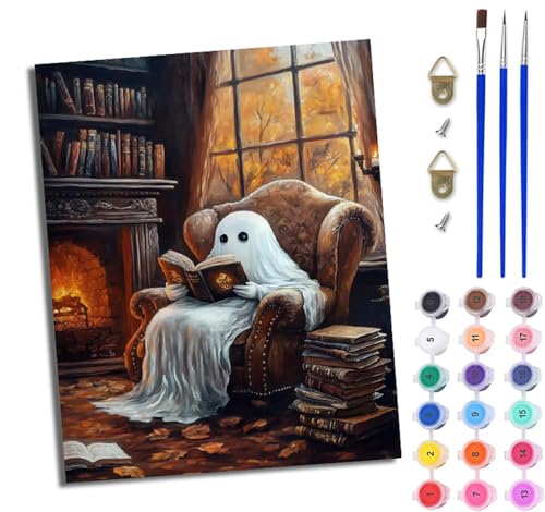 WJWWANG Malen nach Zahlen DIY Handgemalt Ölgemälde Set für Anfänger und Jugendliche Geist liest ein Buch Pinsel und Acrylfarbe 40x50 cm ideal als Geschenk oder zur Heimdekoration WJWWANG Malen nach Zahlen DIY Handgemalt Ölgemälde Set für Anfänger und Jugendliche Geist liest ein Buch Pinsel und Acrylfarbe 40x50 cm ideal als Geschenk oder zur Heimdekoration von WJWWANG