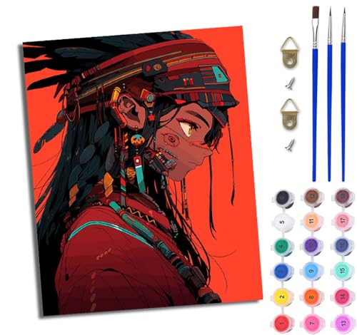 WJWWANG Malen nach Zahlen DIY Handgemalt Ölgemälde Set für Anfänger und Jugendliche Indische Schönheit Pinsel und Acrylfarbe 40x50 cm ideal als Geschenk oder zur Heimdekoration von WJWWANG