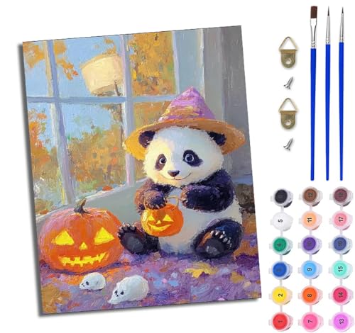 WJWWANG Malen nach Zahlen DIY Handgemalt Ölgemälde Set für Anfänger und Jugendliche Kürbislaterne Süßer Panda Pinsel und Acrylfarbe 40x50 cm Mit Rahmen ideal als Geschenk oder zur Heimdekoration WJWWANG Malen nach Zahlen DIY Handgemalt Ölgemälde Set für Anfänger und Jugendliche Kürbislaterne Süßer Panda Pinsel und Acrylfarbe 40x50 cm Mit Rahmen ideal als Geschenk oder zur Heimdekoration von WJWWANG