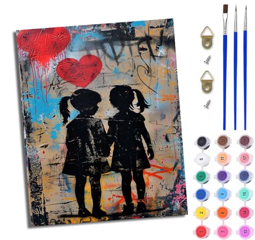 WJWWANG Malen nach Zahlen DIY Handgemalt Ölgemälde Set für Anfänger und Jugendliche Kunst Graffiti Mädchen Pinsel und Acrylfarbe 40x50 cm ideal als Geschenk oder zur Heimdekoration von WJWWANG