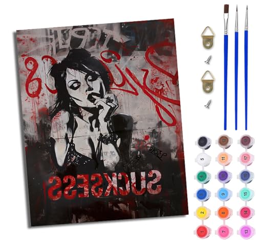 WJWWANG Malen nach Zahlen DIY Handgemalt Ölgemälde Set für Anfänger und Jugendliche Mädchen im Punk-Stil Pinsel und Acrylfarbe 40x50 cm ideal als Geschenk oder zur Heimdekoration von WJWWANG