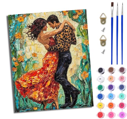 WJWWANG Malen nach Zahlen DIY Handgemalt Ölgemälde Set für Anfänger und Jugendliche Paar tanzt in den Blumen Pinsel und Acrylfarbe 40x50 cm ideal als Geschenk oder zur Heimdekoration WJWWANG Malen nach Zahlen DIY Handgemalt Ölgemälde Set für Anfänger und Jugendliche Paar tanzt in den Blumen Pinsel und Acrylfarbe 40x50 cm ideal als Geschenk oder zur Heimdekoration von WJWWANG