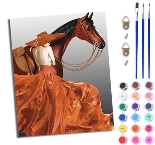 WJWWANG Malen nach Zahlen DIY Handgemalt Ölgemälde Set für Anfänger und Jugendliche Pferd und sexy Frau Pinsel und Acrylfarbe 40x50 cm Mit Rahmen ideal als Geschenk oder zur Heimdekoration WJWWANG Malen nach Zahlen DIY Handgemalt Ölgemälde Set für Anfänger und Jugendliche Pferd und sexy Frau Pinsel und Acrylfarbe 40x50 cm Mit Rahmen ideal als Geschenk oder zur Heimdekoration von WJWWANG
