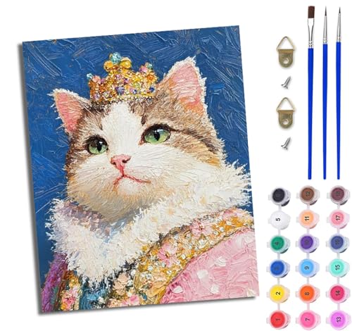 WJWWANG Malen nach Zahlen DIY Handgemalt Ölgemälde Set für Anfänger und Jugendliche Prinzessin Katze Pinsel und Acrylfarbe 40x50 cm Mit Rahmen ideal als Geschenk oder zur Heimdekoration WJWWANG Malen nach Zahlen DIY Handgemalt Ölgemälde Set für Anfänger und Jugendliche Prinzessin Katze Pinsel und Acrylfarbe 40x50 cm Mit Rahmen ideal als Geschenk oder zur Heimdekoration von WJWWANG