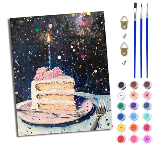 WJWWANG Malen nach Zahlen DIY Handgemalt Ölgemälde Set für Anfänger und Jugendliche Romantischer Kerzenkuchen Pinsel und Acrylfarbe 40x50 cm Mit Rahmen ideal als Geschenk oder zur Heimdekoration WJWWANG Malen nach Zahlen DIY Handgemalt Ölgemälde Set für Anfänger und Jugendliche Romantischer Kerzenkuchen Pinsel und Acrylfarbe 40x50 cm Mit Rahmen ideal als Geschenk oder zur Heimdekoration von WJWWANG