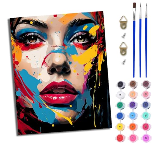 WJWWANG Malen nach Zahlen DIY Handgemalt Ölgemälde Set für Anfänger und Jugendliche Schöner Mädchenkopf in Farbe Pinsel und Acrylfarbe 40x50 cm Mit Rahmen ideal als Geschenk oder zur Heimdekoration WJWWANG Malen nach Zahlen DIY Handgemalt Ölgemälde Set für Anfänger und Jugendliche Schöner Mädchenkopf in Farbe Pinsel und Acrylfarbe 40x50 cm Mit Rahmen ideal als Geschenk oder zur Heimdekoration von WJWWANG