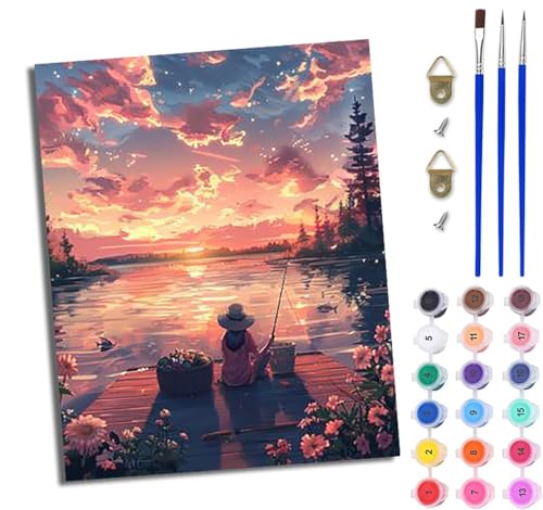 WJWWANG Malen nach Zahlen DIY Handgemalt Ölgemälde Set für Anfänger und Jugendliche Schönes Mädchen beim Angeln Pinsel und Acrylfarbe 40x50 cm Mit Rahmen ideal als Geschenk oder zur Heimdekoration WJWWANG Malen nach Zahlen DIY Handgemalt Ölgemälde Set für Anfänger und Jugendliche Schönes Mädchen beim Angeln Pinsel und Acrylfarbe 40x50 cm Mit Rahmen ideal als Geschenk oder zur Heimdekoration von WJWWANG