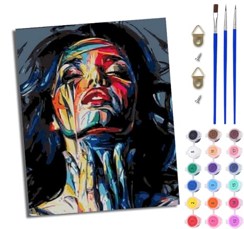 WJWWANG Malen nach Zahlen DIY Handgemalt Ölgemälde Set für Anfänger und Jugendliche Schönheit Bunte Tinte Pinsel und Acrylfarbe 40x50 cm Mit Rahmen ideal als Geschenk oder zur Heimdekoration von WJWWANG