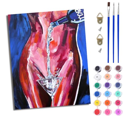 WJWWANG Malen nach Zahlen DIY Handgemalt Ölgemälde Set für Anfänger und Jugendliche Schönheit und Wein Pinsel und Acrylfarbe 40x50 cm Mit Rahmen ideal als Geschenk oder zur Heimdekoration WJWWANG Malen nach Zahlen DIY Handgemalt Ölgemälde Set für Anfänger und Jugendliche Schönheit und Wein Pinsel und Acrylfarbe 40x50 cm Mit Rahmen ideal als Geschenk oder zur Heimdekoration von WJWWANG