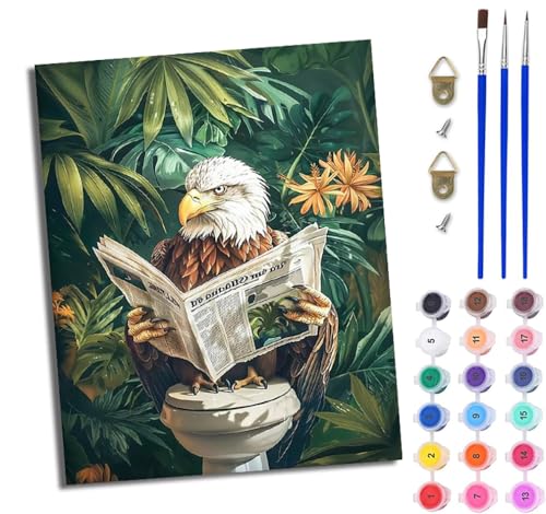 WJWWANG Malen nach Zahlen DIY Handgemalt Ölgemälde Set für Anfänger und Jugendliche Seeadler liest eine Zeitung Pinsel und Acrylfarbe 40x50 cm Mit Rahmen ideal als Geschenk oder zur Heimdekoration WJWWANG Malen nach Zahlen DIY Handgemalt Ölgemälde Set für Anfänger und Jugendliche Seeadler liest eine Zeitung Pinsel und Acrylfarbe 40x50 cm Mit Rahmen ideal als Geschenk oder zur Heimdekoration von WJWWANG