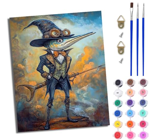 WJWWANG Malen nach Zahlen DIY Handgemalt Ölgemälde Set für Anfänger und Jugendliche Steampunk-Billfisch Pinsel und Acrylfarbe 40x50 cm ideal als Geschenk oder zur Heimdekoration WJWWANG Malen nach Zahlen DIY Handgemalt Ölgemälde Set für Anfänger und Jugendliche Steampunk-Billfisch Pinsel und Acrylfarbe 40x50 cm ideal als Geschenk oder zur Heimdekoration von WJWWANG
