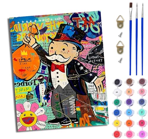 WJWWANG Malen nach Zahlen DIY Handgemalt Ölgemälde Set für Anfänger und Jugendliche Street Art Graffiti Pinsel und Acrylfarbe 40x50 cm ideal als Geschenk oder zur Heimdekoration von WJWWANG