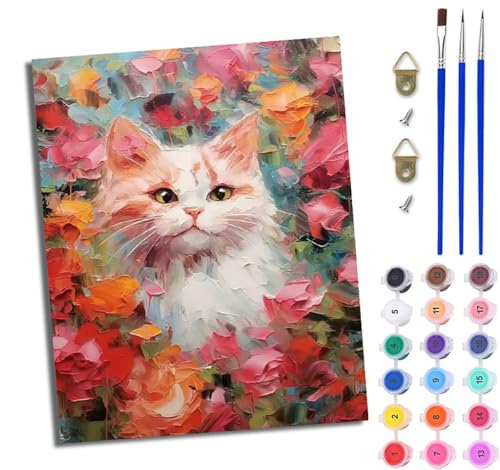 WJWWANG Malen nach Zahlen DIY Handgemalt Ölgemälde Set für Anfänger und Jugendliche Süßes Gartenkätzchen Pinsel und Acrylfarbe 40x50 cm Mit Rahmen ideal als Geschenk oder zur Heimdekoration WJWWANG Malen nach Zahlen DIY Handgemalt Ölgemälde Set für Anfänger und Jugendliche Süßes Gartenkätzchen Pinsel und Acrylfarbe 40x50 cm Mit Rahmen ideal als Geschenk oder zur Heimdekoration von WJWWANG