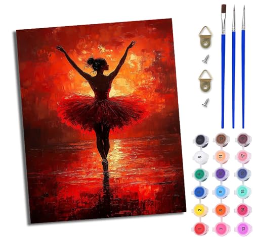 WJWWANG Malen nach Zahlen DIY Handgemalt Ölgemälde Set für Anfänger und Jugendliche Tanzendes Mädchen zurück Pinsel und Acrylfarbe 40x50 cm ideal als Geschenk oder zur Heimdekoration von WJWWANG