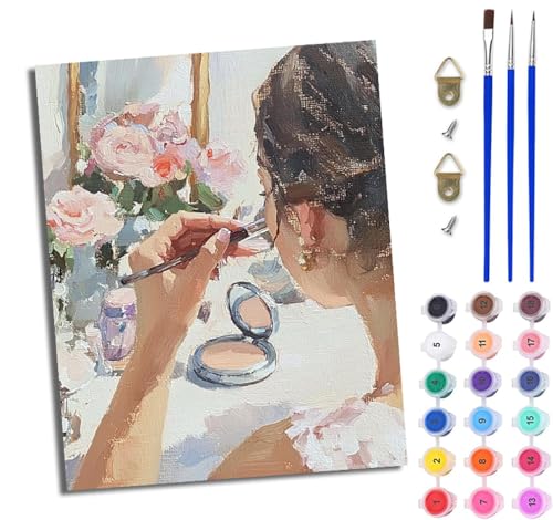 WJWWANG Malen nach Zahlen für Erwachsene Blumen Make-up Mädchen Mit Acryl Farben und Premium Pinsel 40x50CM Mit Rahmen Home Deko oder Geburtstag Weihnachten Geschenk WJWWANG Malen nach Zahlen für Erwachsene Blumen Make-up Mädchen Mit Acryl Farben und Premium Pinsel 40x50CM Mit Rahmen Home Deko oder Geburtstag Weihnachten Geschenk von WJWWANG