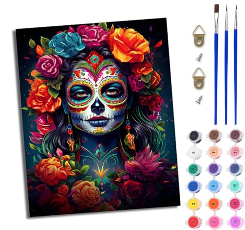 WJWWANG Malen nach Zahlen für Erwachsene Clown Mädchen Blumen einfaches DIY-Ölgemälde-Set auf Leinwand mit3- Pinseln und Acrylpigment lustiges 40 × 50 cm（Rahmenlos） von WJWWANG