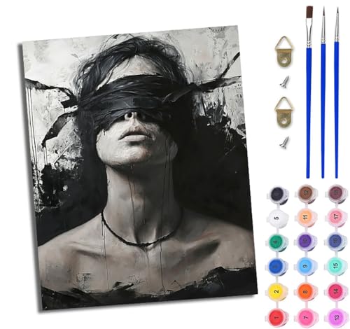 WJWWANG Malen nach Zahlen für Erwachsene Frau mit verbundenen Augen Mit Acryl Farben und Premium Pinsel 40x50CM Mit Rahmen Home Deko oder Geburtstag Weihnachten Geschenk WJWWANG Malen nach Zahlen für Erwachsene Frau mit verbundenen Augen Mit Acryl Farben und Premium Pinsel 40x50CM Mit Rahmen Home Deko oder Geburtstag Weihnachten Geschenk von WJWWANG