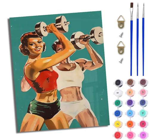 WJWWANG Malen nach Zahlen für Erwachsene Mädchen beim Hantelheben Mit Acryl Farben und Premium Pinsel 40x50CM Mit Rahmen Home Deko oder Geburtstag Weihnachten Geschenk WJWWANG Malen nach Zahlen für Erwachsene Mädchen beim Hantelheben Mit Acryl Farben und Premium Pinsel 40x50CM Mit Rahmen Home Deko oder Geburtstag Weihnachten Geschenk von WJWWANG