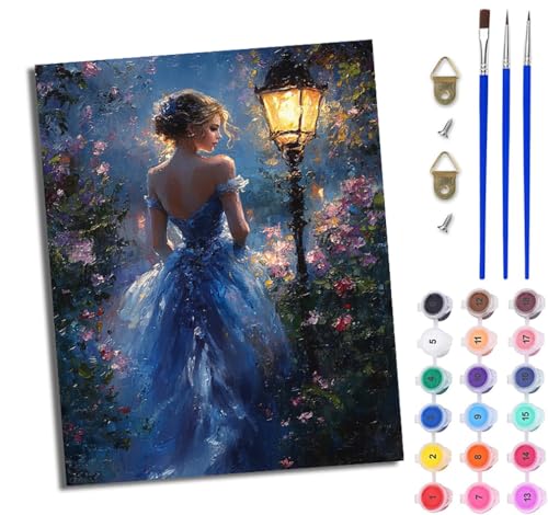 WJWWANG Malen nach Zahlen für Erwachsene Mädchen im Garten Mit Acryl Farben und Premium Pinsel 40x50CM Mit Rahmen Home Deko oder Geburtstag Weihnachten Geschenk von WJWWANG
