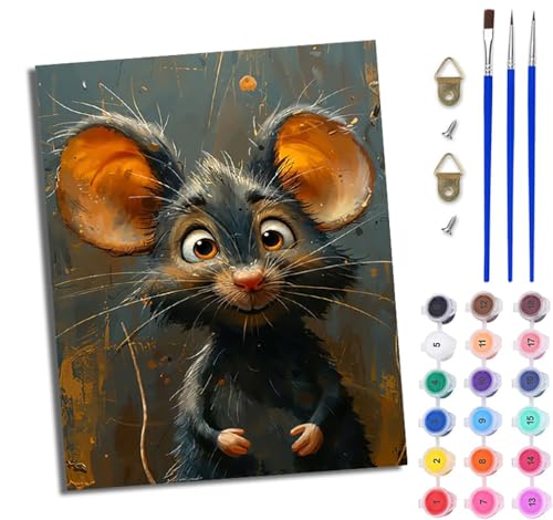 WJWWANG Malen nach Zahlen für Erwachsene Niedliche Cartoon-Maus Mit Acryl Farben und Premium Pinsel 40x50CM Mit Rahmen Home Deko oder Geburtstag Weihnachten Geschenk WJWWANG Malen nach Zahlen für Erwachsene Niedliche Cartoon-Maus Mit Acryl Farben und Premium Pinsel 40x50CM Mit Rahmen Home Deko oder Geburtstag Weihnachten Geschenk von WJWWANG