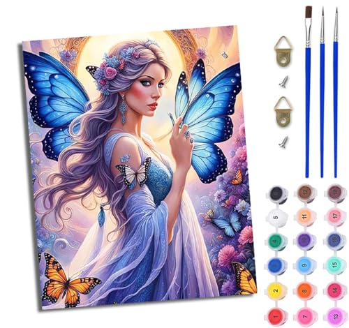 WJWWANG Malen nach Zahlen für Erwachsene Schmetterlingsschönheitsfarbe Mit Acryl Farben und Premium Pinsel 40x50CM Mit Rahmen Home Deko oder Geburtstag Weihnachten Geschenk WJWWANG Malen nach Zahlen für Erwachsene Schmetterlingsschönheitsfarbe Mit Acryl Farben und Premium Pinsel 40x50CM Mit Rahmen Home Deko oder Geburtstag Weihnachten Geschenk von WJWWANG