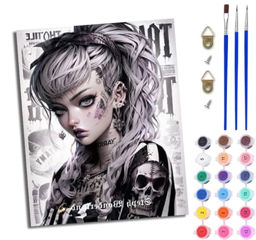 WJWWANG Malen nach Zahlen für Erwachsene Schönheit mit Totenkopf-Tattoo Mit Acryl Farben und Premium Pinsel 40x50CM Mit Rahmen Home Deko oder Geburtstag Weihnachten Geschenk WJWWANG Malen nach Zahlen für Erwachsene Schönheit mit Totenkopf-Tattoo Mit Acryl Farben und Premium Pinsel 40x50CM Mit Rahmen Home Deko oder Geburtstag Weihnachten Geschenk von WJWWANG