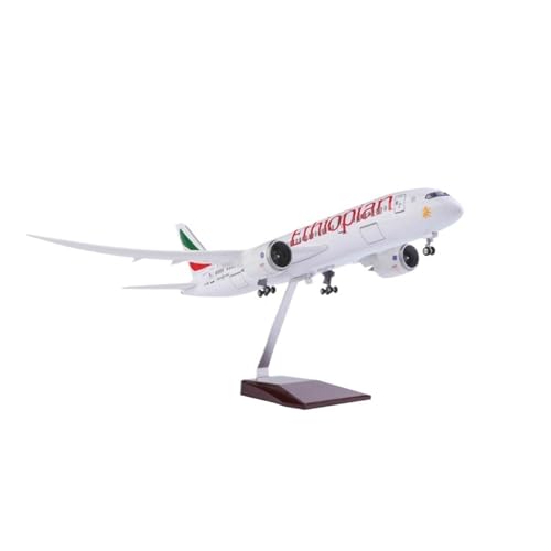 WJXNNON Für Ethiopian Airlines B787 Flugzeugmodell Lichtrad, Flugzeuglicht- und Radsammlung aus Gießharz, 43 cm(B787 with lamp) von WJXNNON