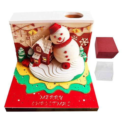 WJnflQN 3D Notizblock Kalender | Weihnachts 3D Schreibtisch Notizblock | Kunstpapier Abreißblock Für Desktop Planung Schreiben Lernen Adventszeit | Arbeitsplatz Festtagsdekoration Heimdekoration von WJnflQN