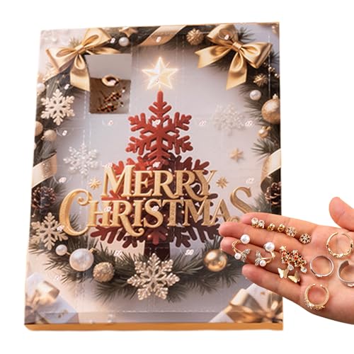 WJnflQN Countdown Zu Weihnachten - 25 Tage Weihnachtsschmuck,Ohrringe Anhänger Armband Ringe Schmuck Für Saisonale Feste Ostern Valentinstag Halloween von WJnflQN