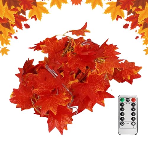 WJnflQN Herbstlichterkette | USB Ahornblätter Lichterkette Steckbar,Deko Beleuchtung Fernbedienung Ambiente 8 Modi | Für Zuhause Deko Wohnzimmer Kamin Wand Bauernhof Terrasse Garten von WJnflQN