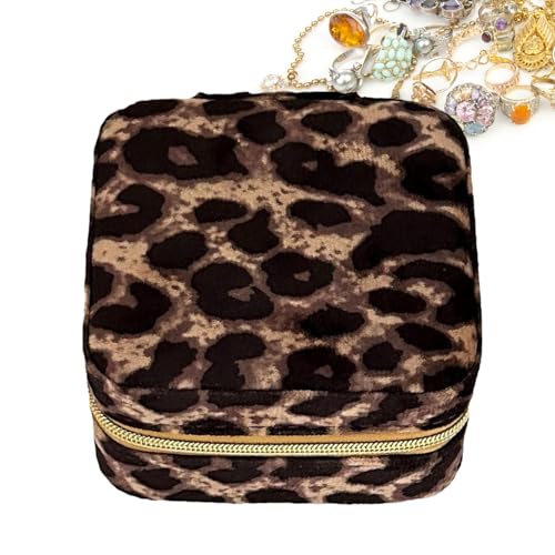 WJnflQN Schmuckkästchen für Reise, Leopardenmuster, Aufbewahrungsbox für Ohrringe, aus Leder – kleine Ringbox für Paare, tragbare Schmuckschatulle für Halsketten WJnflQN Schmuckkästchen für Reise, Leopardenmuster, Aufbewahrungsbox für Ohrringe, aus Leder – kleine Ringbox für Paare, tragbare Schmuckschatulle für Halsketten von WJnflQN