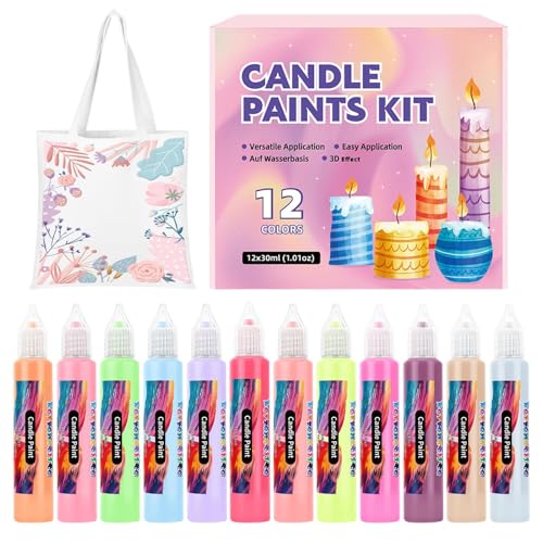 WJnflQN Wachsmaler | 12 Farben Kerzenwachs Malstifte Set | Malstifte Für Baumwolle Glas Basteln Geschenkidee Familie Feste Feiern von WJnflQN