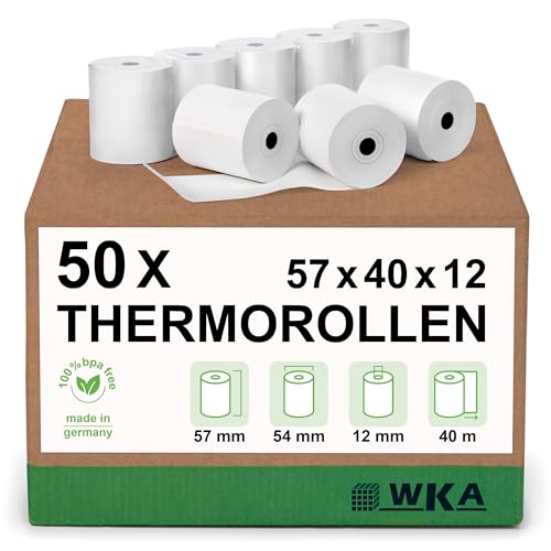 WKA 50 Thermorollen 57mm x 40m x 12mm, Bonrollen, Kassenrollen, Thermo-Bonrollen WKA 50 Thermorollen 57mm x 40m x 12mm, Bonrollen, Kassenrollen, Thermo-Bonrollen von WKA