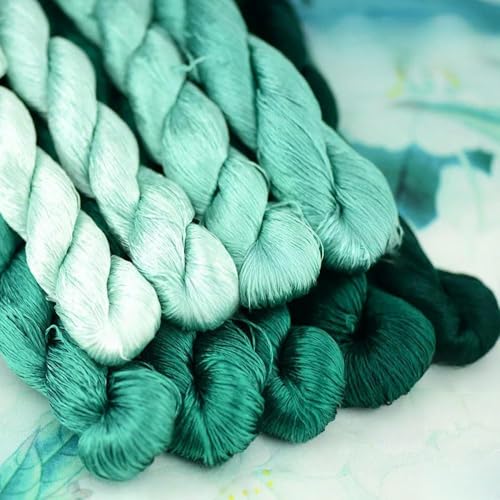 Maulbeerseide-Stickgarn, Fadenseide, Nm 16/2, natürliche reine Su-Seidengarne, grüne Jade-Cyan-Farbe von WKAOP
