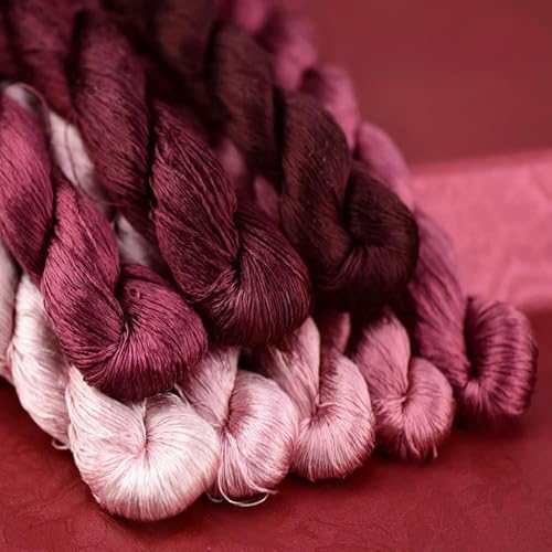 Maulbeerseide-Stickgarn, Floss-Garn, Kreuzstich-Seidenfäden, Rosa, Rot, Rose, Koralle, Pfirsich, Granat Maulbeerseide-Stickgarn, Floss-Garn, Kreuzstich-Seidenfäden, Rosa, Rot, Rose, Koralle, Pfirsich, Granat von WKAOP