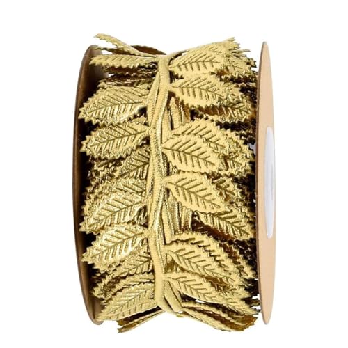 WKITKA 10M langes Blatt Band, künstliche Weinblätter Streifen Geschenkband Efeu Girlande Dekoband Girlande Streifen Geschenkband für DIY Handwerk und Partys Hochzeiten Heimdekorationen (Gold) von WKITKA