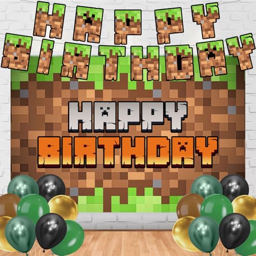 Grünes Pixel-Themen-Geburtstagsparty-Dekorationsset, Pixel-Spiel-Geburtstagszubehör beinhaltet Banner Hintergrund Ballons für Jungen, Mädchen, Pixel-Spiel-Themenfeiern Grünes Pixel-Themen-Geburtstagsparty-Dekorationsset, Pixel-Spiel-Geburtstagszubehör beinhaltet Banner Hintergrund Ballons für Jungen, Mädchen, Pixel-Spiel-Themenfeiern von WKRJXQCHN