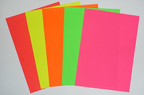 WKS Leuchtpapier NEON Farben sortiert DIN A1, 90g/qm 100 Bogen tagesleuchtfarben einseitig von WKS
