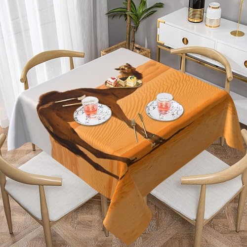 Auslaufsichere, quadratische Tischdecke, 137 x 137 cm, dekorative Esszimmerdecke für Partys, Hochzeiten und Veranstaltungen im Freien, Wüstensandkamel-Tischdecken, knitterfreie Polyester-Tischwäsche Auslaufsichere, quadratische Tischdecke, 137 x 137 cm, dekorative Esszimmerdecke für Partys, Hochzeiten und Veranstaltungen im Freien, Wüstensandkamel-Tischdecken, knitterfreie Polyester-Tischwäsche von WKSGDSG