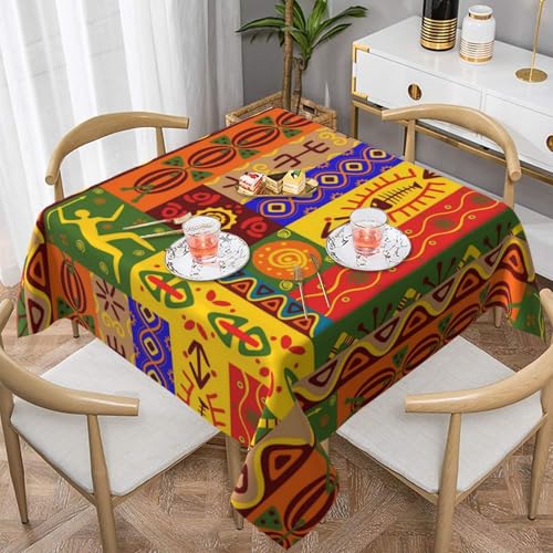 Auslaufsichere, quadratische Tischdecke, 137 x 137 cm, dekorative Esszimmerdecke für Partys, Hochzeiten und Veranstaltungen im Freien, afrikanische National-Tischdecken, knitterfreie Auslaufsichere, quadratische Tischdecke, 137 x 137 cm, dekorative Esszimmerdecke für Partys, Hochzeiten und Veranstaltungen im Freien, afrikanische National-Tischdecken, knitterfreie von WKSGDSG