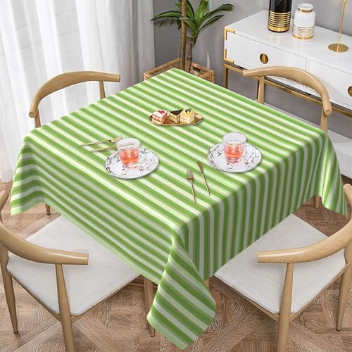 Auslaufsichere, quadratische Tischdecke, 137 x 137 cm, dekorative Esszimmerdecke für Partys, Hochzeiten und Veranstaltungen im Freien, klassisch grün gestreift, knitterfreie Polyester-Tischwäsche für Auslaufsichere, quadratische Tischdecke, 137 x 137 cm, dekorative Esszimmerdecke für Partys, Hochzeiten und Veranstaltungen im Freien, klassisch grün gestreift, knitterfreie Polyester-Tischwäsche für von WKSGDSG