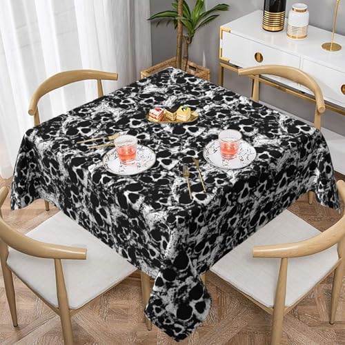 Auslaufsichere, quadratische Tischdecke, 137 x 137 cm, dekorative Esszimmerdecke für Partys, Hochzeiten und Veranstaltungen im Freien, schwarz-weiß, menschliche Totenkopf-Tischdecken, knitterfreie Auslaufsichere, quadratische Tischdecke, 137 x 137 cm, dekorative Esszimmerdecke für Partys, Hochzeiten und Veranstaltungen im Freien, schwarz-weiß, menschliche Totenkopf-Tischdecken, knitterfreie von WKSGDSG
