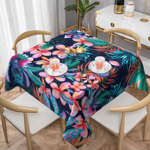 Auslaufsichere, quadratische Tischdecke, 137 x 137 cm, dekorative Esszimmerdecke für Partys, Hochzeiten und Veranstaltungen im Freien, tropische Blumen, knitterfreie Polyester-Tischwäsche für Küche Auslaufsichere, quadratische Tischdecke, 137 x 137 cm, dekorative Esszimmerdecke für Partys, Hochzeiten und Veranstaltungen im Freien, tropische Blumen, knitterfreie Polyester-Tischwäsche für Küche von WKSGDSG