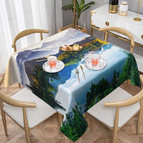Farmhouse-Tischdecken für quadratische Tische, Bergblick, sonniger Tag, Natur-Tischdecken für drinnen und draußen, abwischbar, waschbar, weiche Polyester-Tischdecke für Küche, Party, Bankett Farmhouse-Tischdecken für quadratische Tische, Bergblick, sonniger Tag, Natur-Tischdecken für drinnen und draußen, abwischbar, waschbar, weiche Polyester-Tischdecke für Küche, Party, Bankett von WKSGDSG