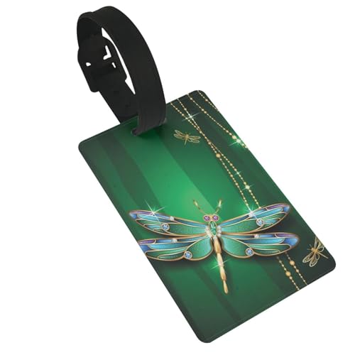 PVC-Gepäckanhänger für Koffer, TSA-genehmigt, mit Schmucksteinen, Libellen-Kofferanhänger, ID-Namensschilder für Rucksäcke, personalisierbarer Taschenanhänger für Reisen, Kinder, Fitnessstudio und von WKSGDSG