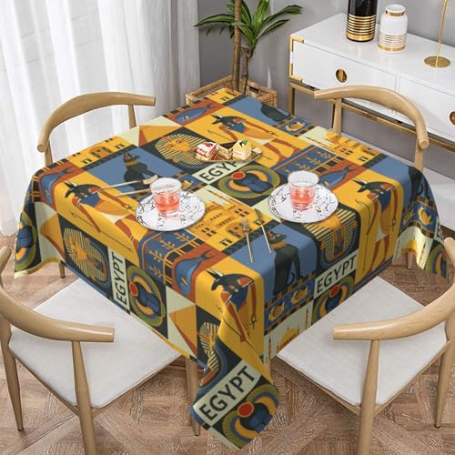 Quadratische Tischdecke, 137 x 137 cm, dekorative Esszimmerdecke für Partys, Hochzeiten und Veranstaltungen im Freien, alte Ägypten, Stammes-Serie, knitterfreie Polyester-Tischwäsche für Küche Quadratische Tischdecke, 137 x 137 cm, dekorative Esszimmerdecke für Partys, Hochzeiten und Veranstaltungen im Freien, alte Ägypten, Stammes-Serie, knitterfreie Polyester-Tischwäsche für Küche von WKSGDSG